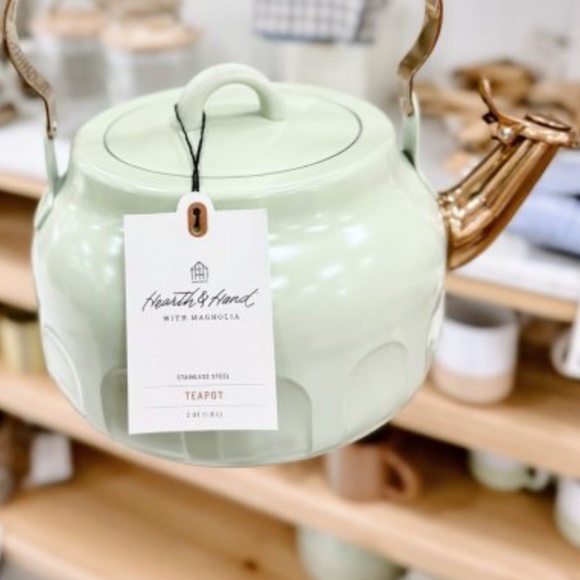 Hearth & Hand with Magnola - 2qt Stainless Steel Arch Cutout Teapot Serene Green - Picture 13 of 13